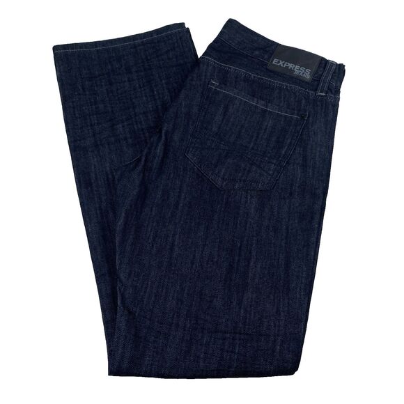 Express Jeans Mens 32x32 Rocco Slim Fit Boot Cut Dark Wash Denim 90s Revival Y2K - Picture 3 of 16